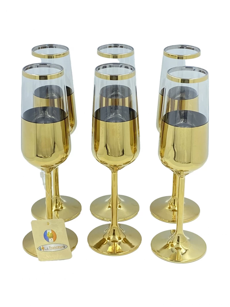 DC  STEMMED GLASS 6PCS 440079 490-GOLD La Francesa